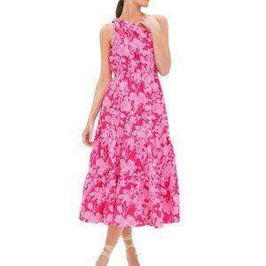 Tuckernuck Hyacinth House Pink Textured Floral One Shoulder Sybil Maxi Dress